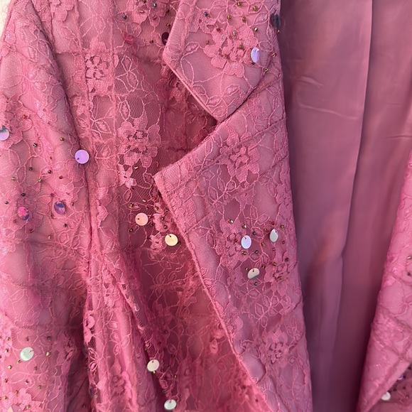 Vintage Couture Sara Isabella lace sequin fuchsia coat size 12 - Picture 2 of 4